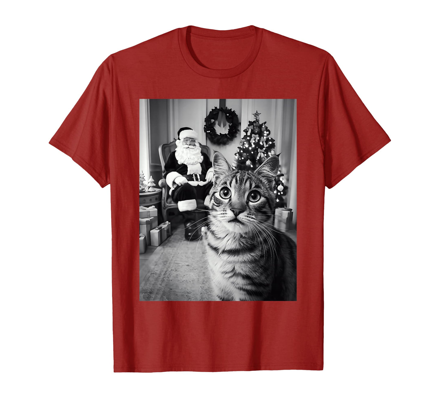 Christmas Santa Claus Merry X-Mas Funny Cat Selfie Cat Lover T-Shirt