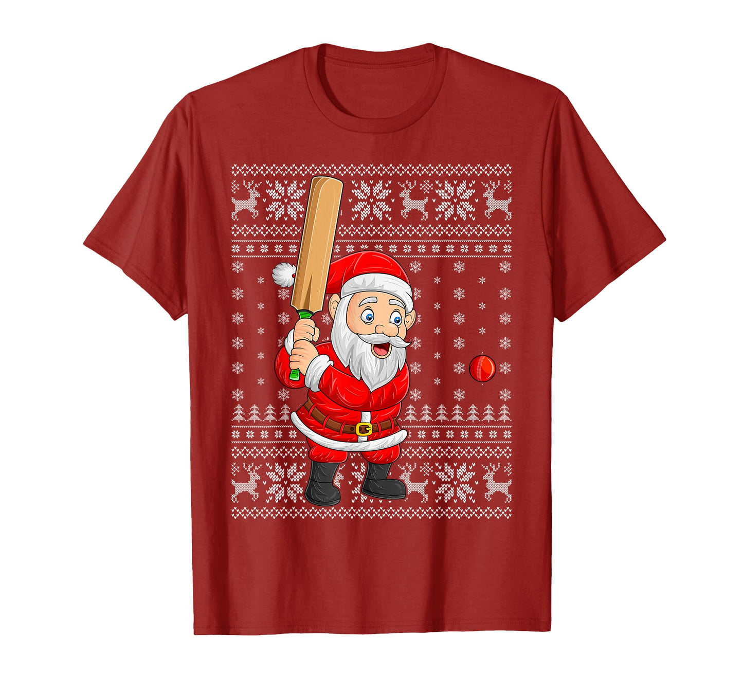 Santa Playing Cricket Ugly Christmas Sweaters Xmas T-Shirt