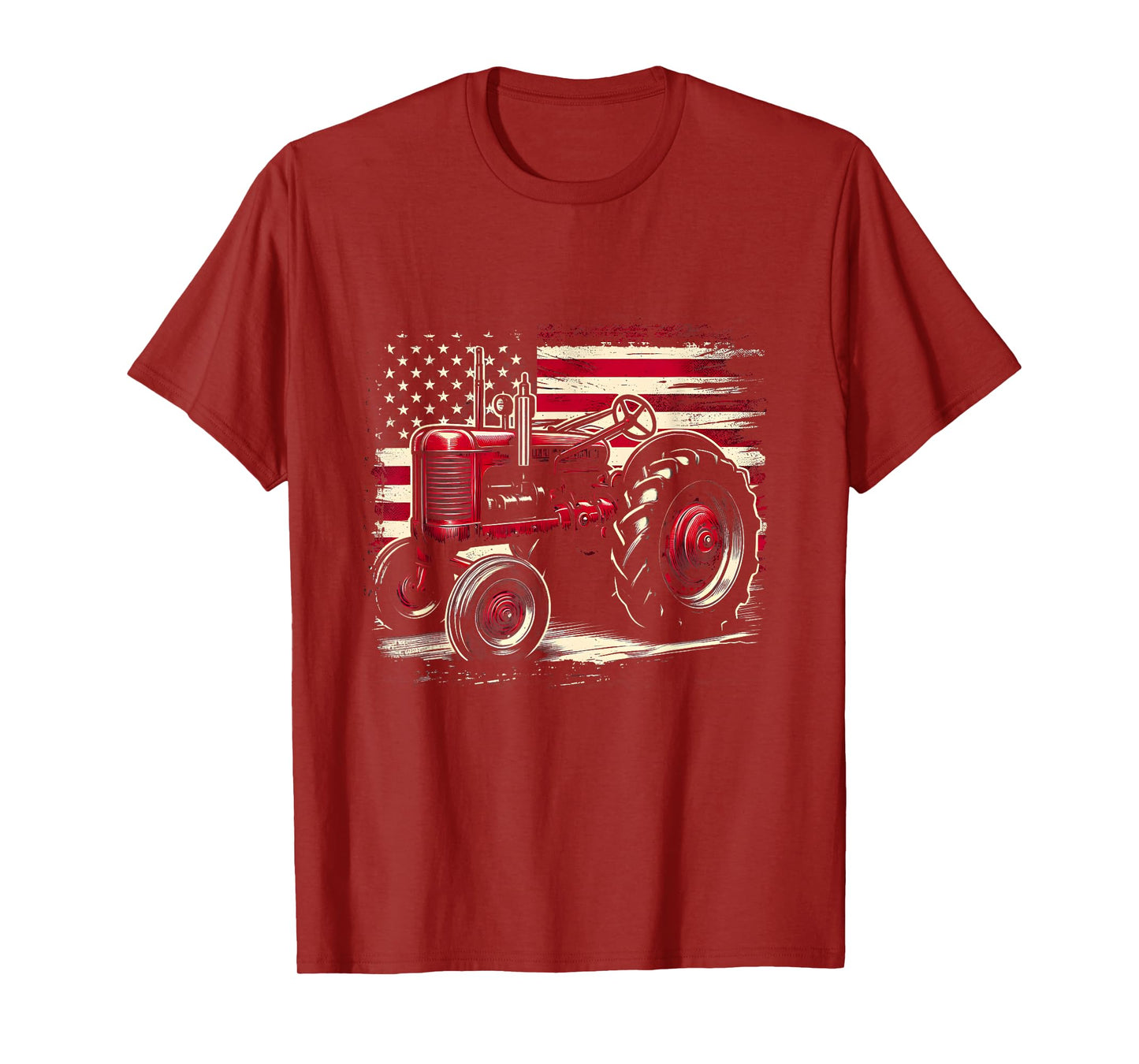 Old Farmall Cub Tractor American Flag Patriotic Farming Farm T-Shirt
