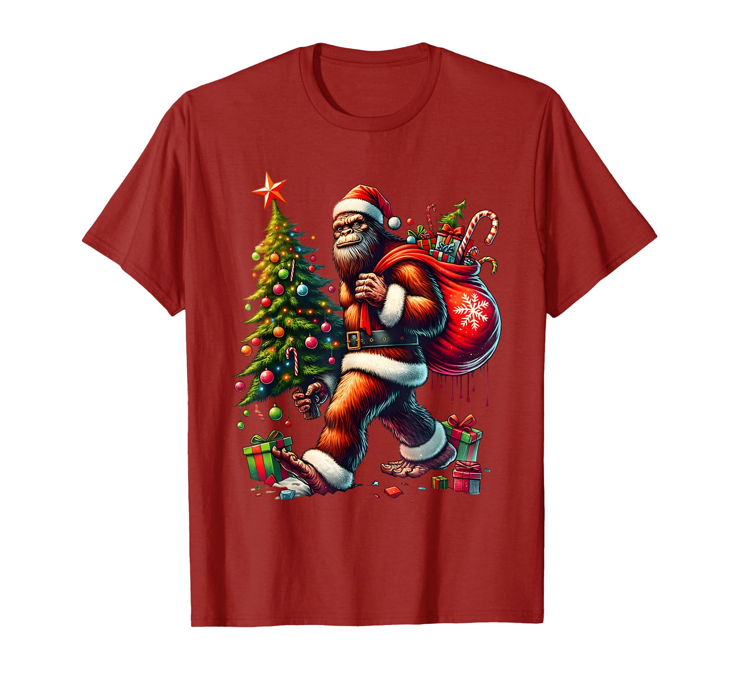 Most Wonderful Christmas Bigfoot Christmas Tree Lights Xmas T-Shirt