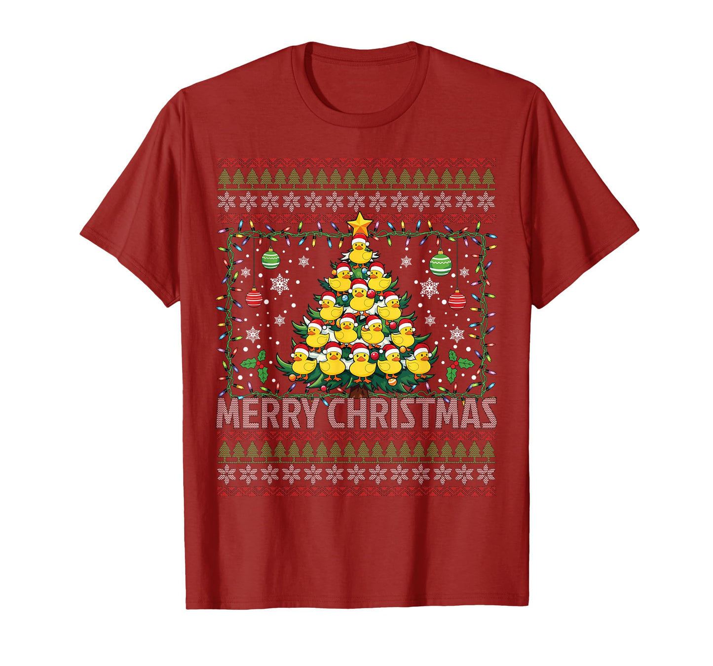 Ducks Christmas Tree Happy Christmas Funny Ugly Christmas T-Shirt