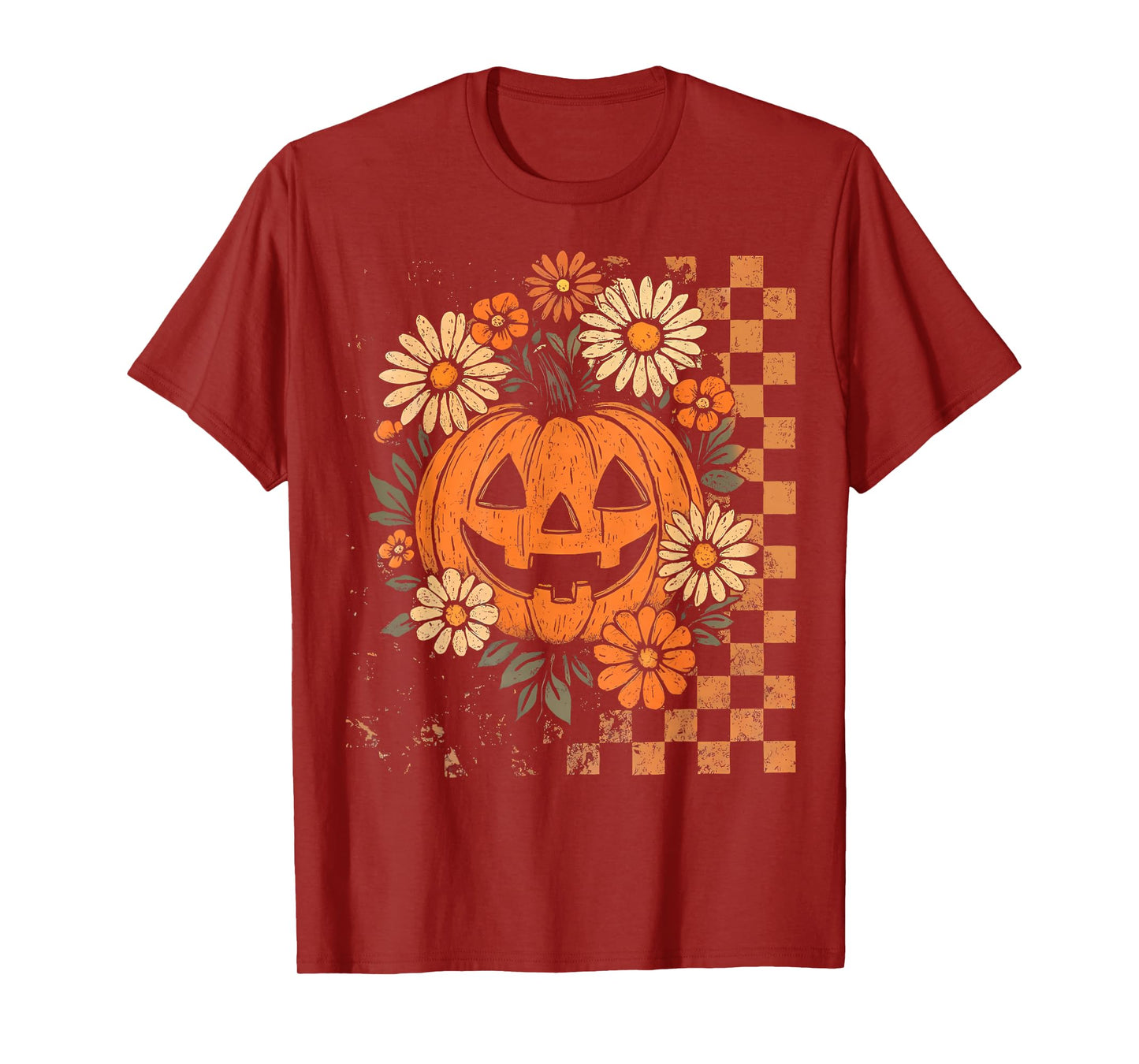 Vintage Floral Boho Pumpkin Cute Halloween Fall T-Shirt