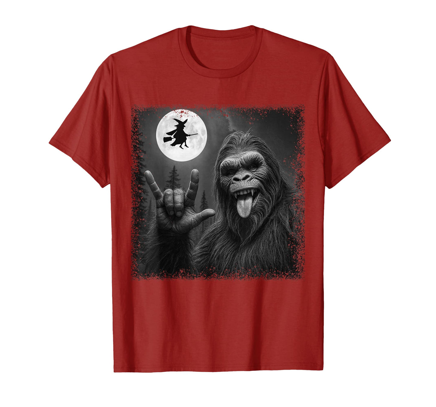 Funny Monkey Bigfoot Selfie with Boo Halloween Season T-Shirt