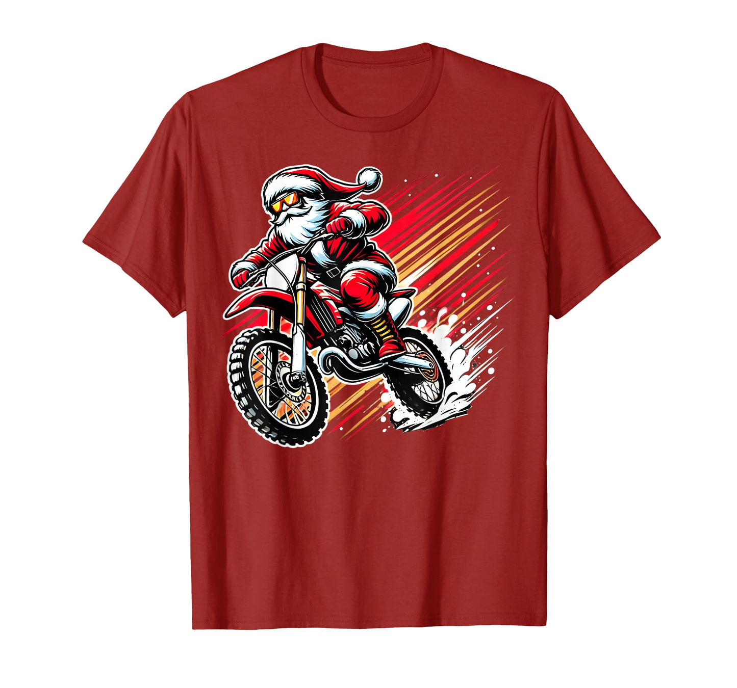 Santa Riding a Dirt Bike Christmas Motocross Racing Graphic T-Shirt