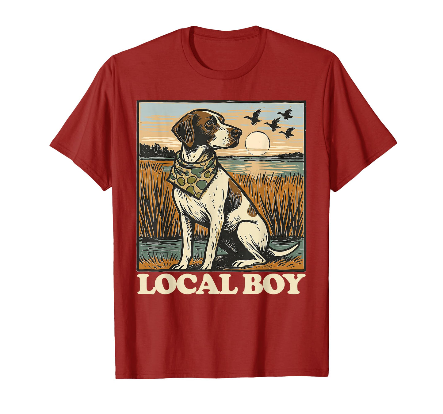 Local Boy GSP Pointer Hunting Dog Marsh Scene Sunset Vintage T-Shirt