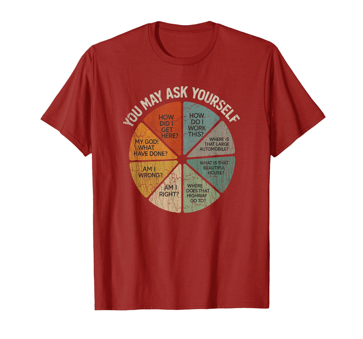 Vintage You May Ask Yourself Retro Pie Chart 80s Music T-Shirt