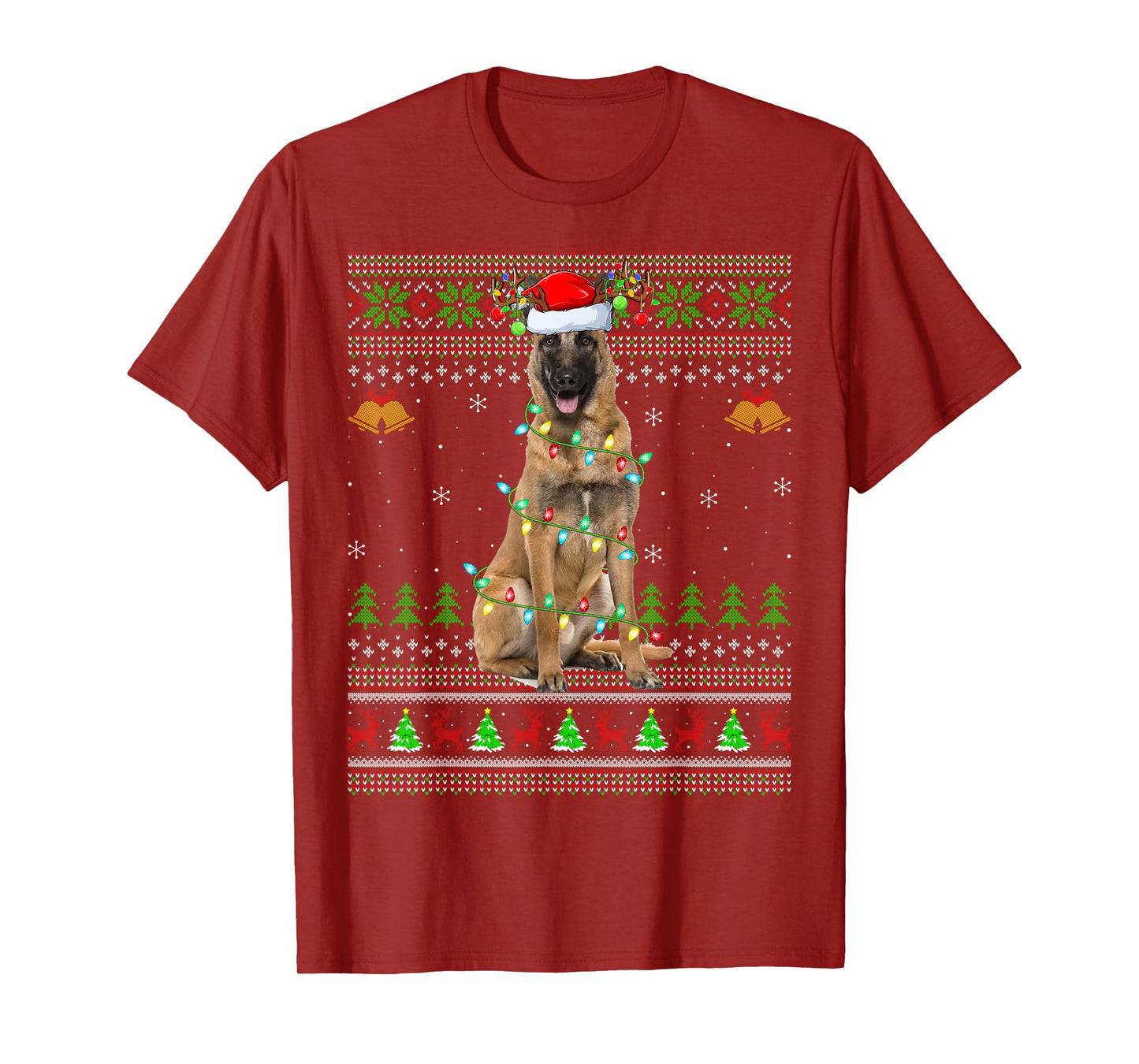 Malinois Dog Ugly Christmas Sweaters Holiday Santa Xmas T-Shirt