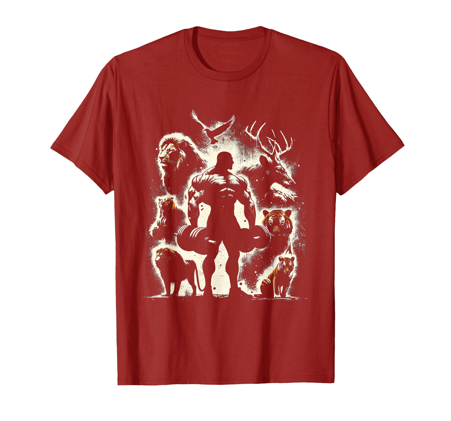 Body Builder Wild Animals Vintage Weightlifting Workout Gym T-Shirt