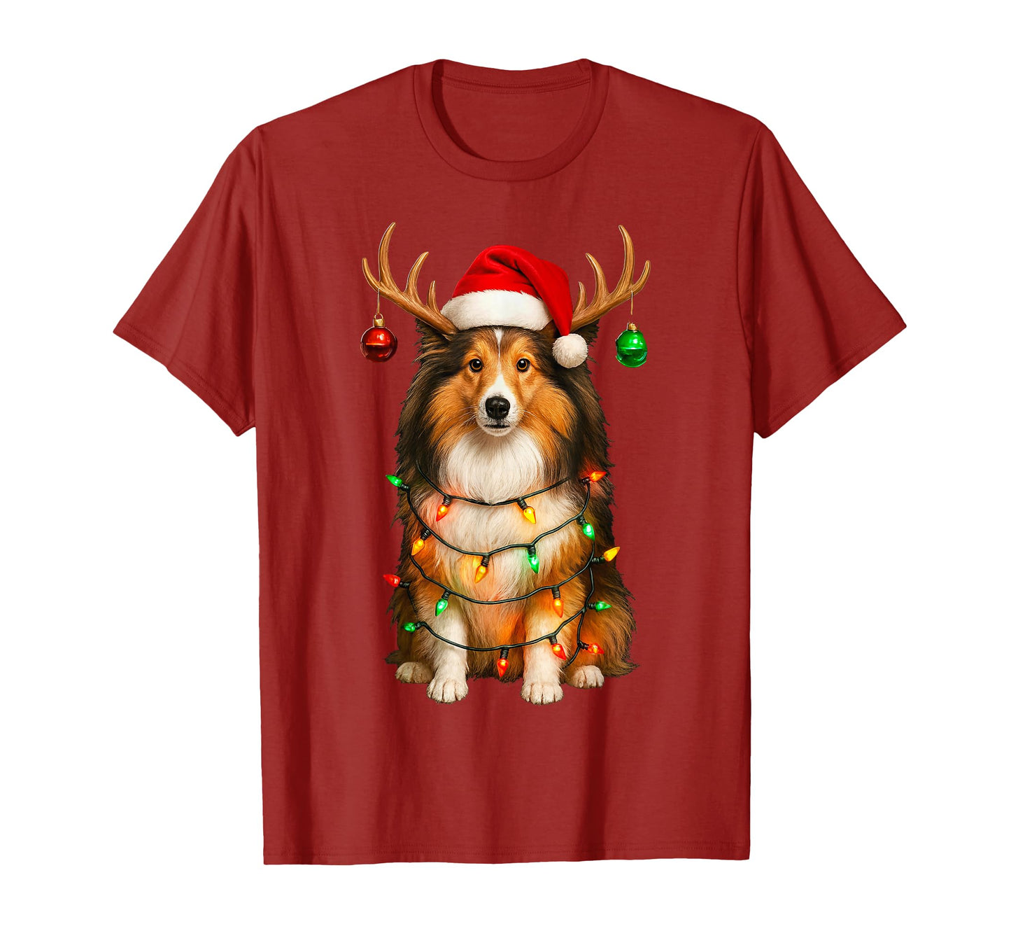 Shetland Sheepdog Dog Christmas Sheltie Santa Hat Lover T-Shirt