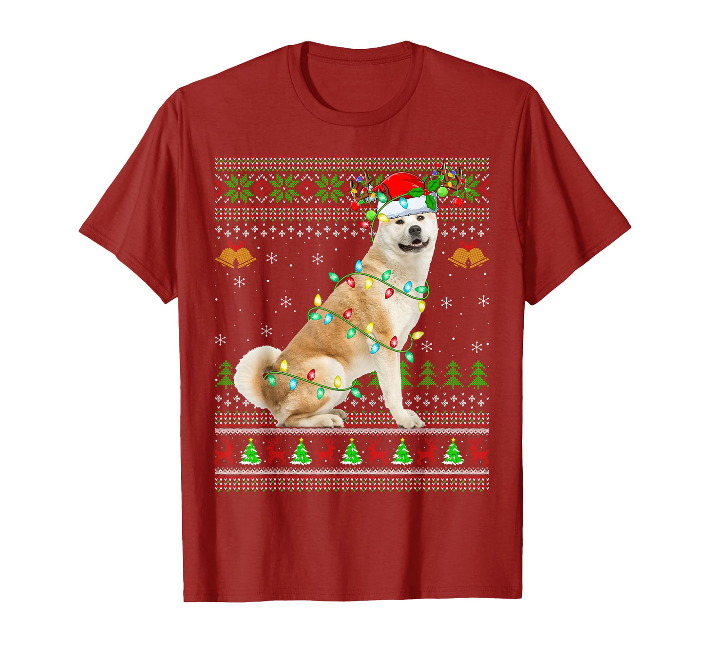 Akita Inu Dog Ugly Christmas Sweaters Holiday Santa Xmas T-Shirt