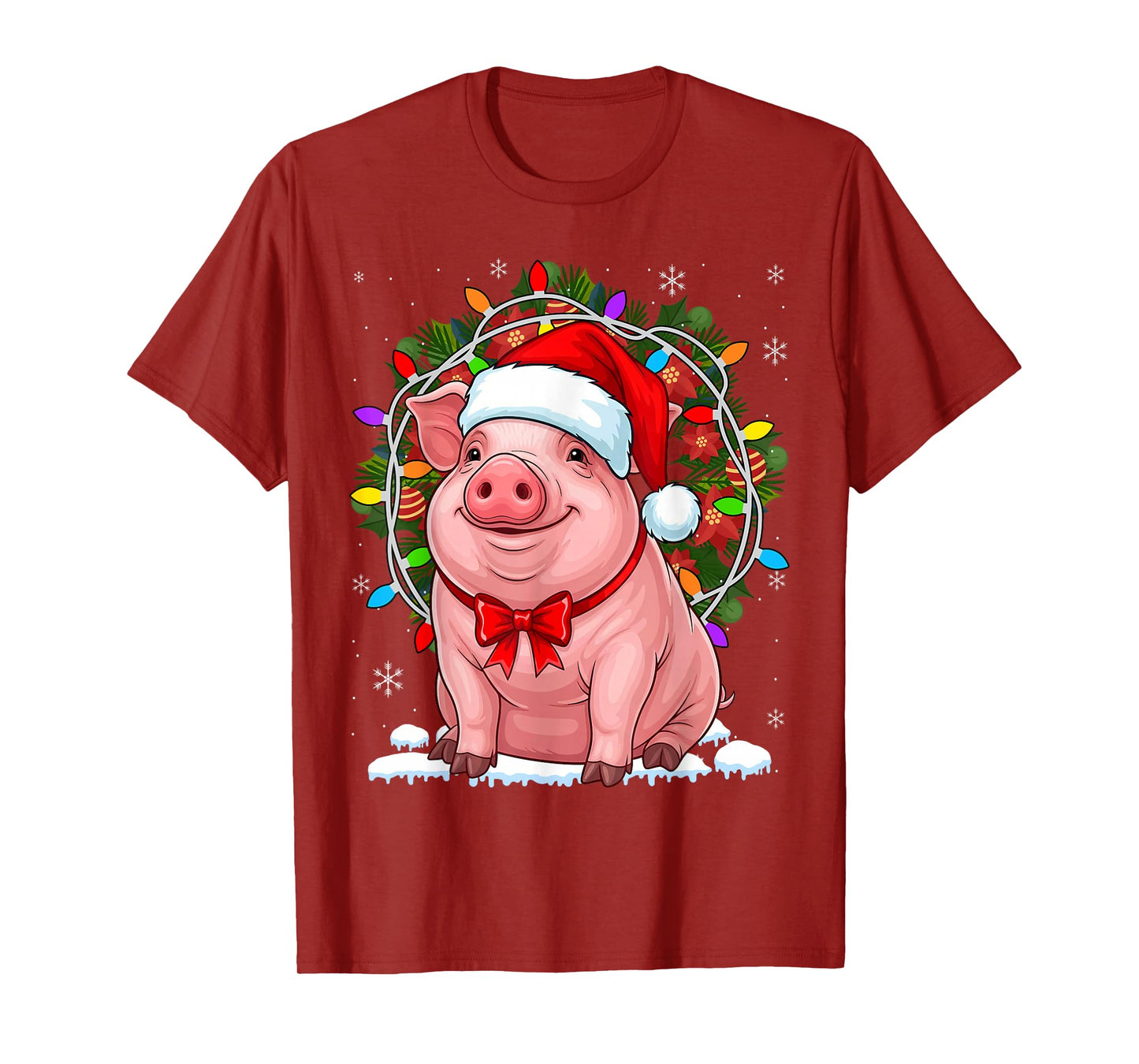 Sweet with Santa Hat Pig Lover Christmas T-Shirt