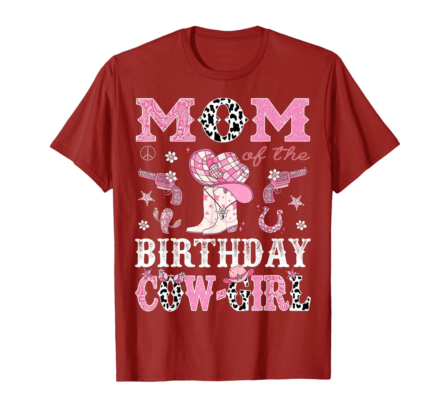 Mom Of The Birthday CowGirl Pink Disco Rodeo Western T-Shirt
