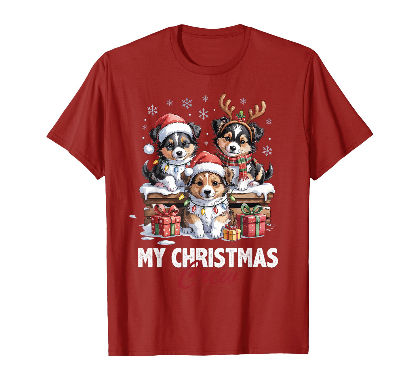Sheltie Christmas Crew Funny Dog Lovers Holiday Pajama T-Shirt