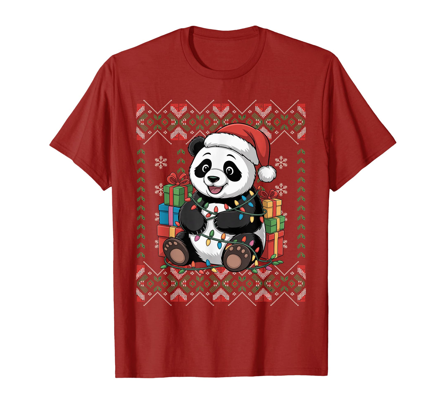 Santa Panda Christmas Ugly Sweater Funny Holiday Pajamas T-Shirt