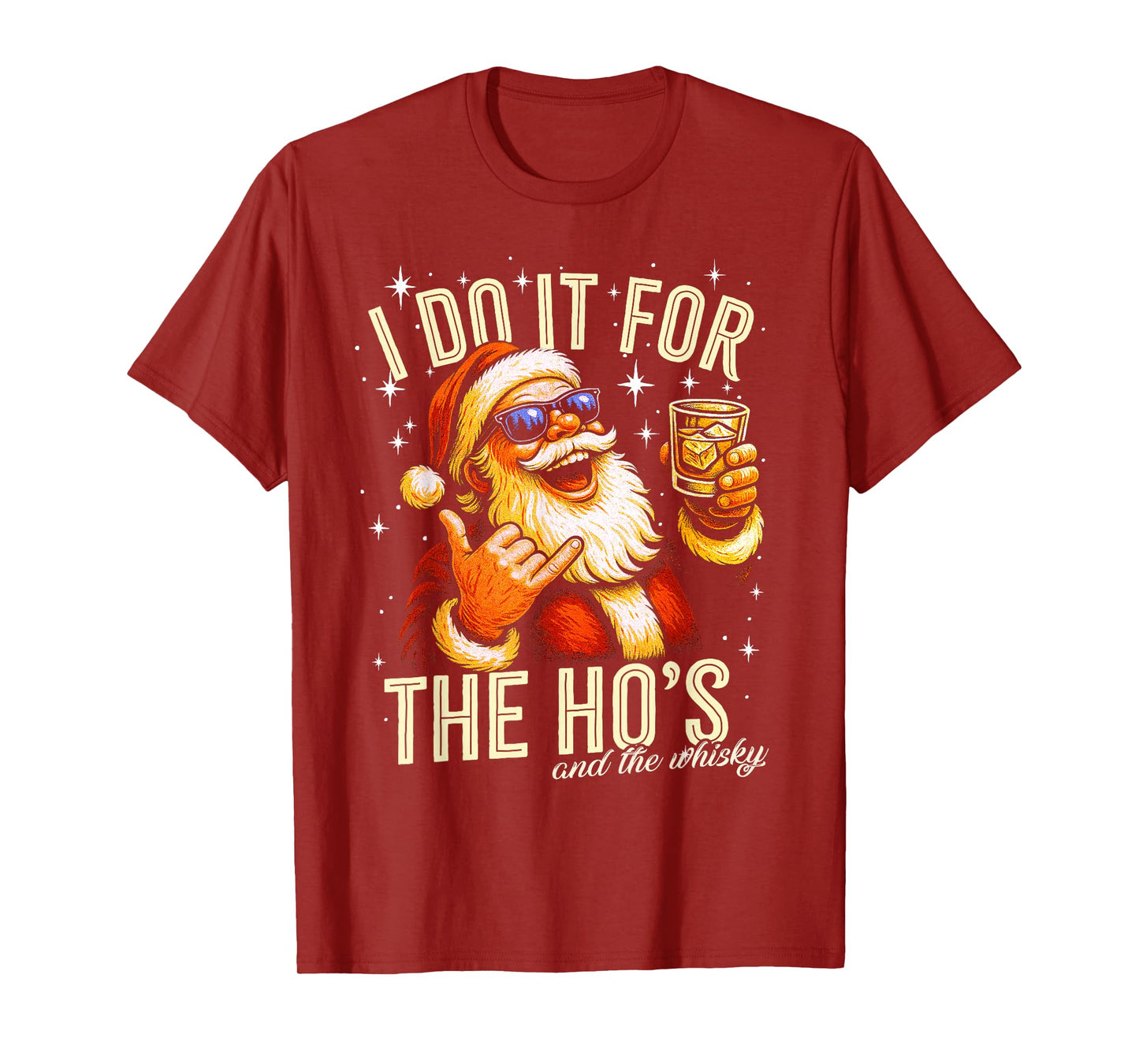 Funny, Gag, Christmas, Santa I Do It for The Ho's and Whisky T-Shirt