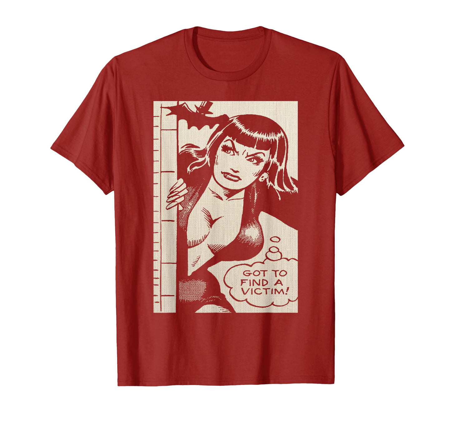 Vintage Vampire Bat Vampire Pin Up Girl Horror Comic Book T-Shirt