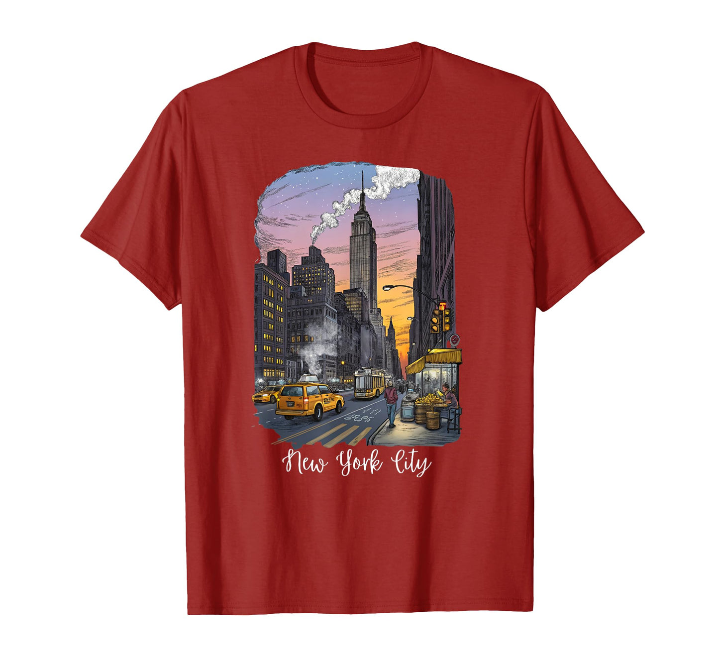 New York City Skyline Vintage Illustration Urban Art T-Shirt