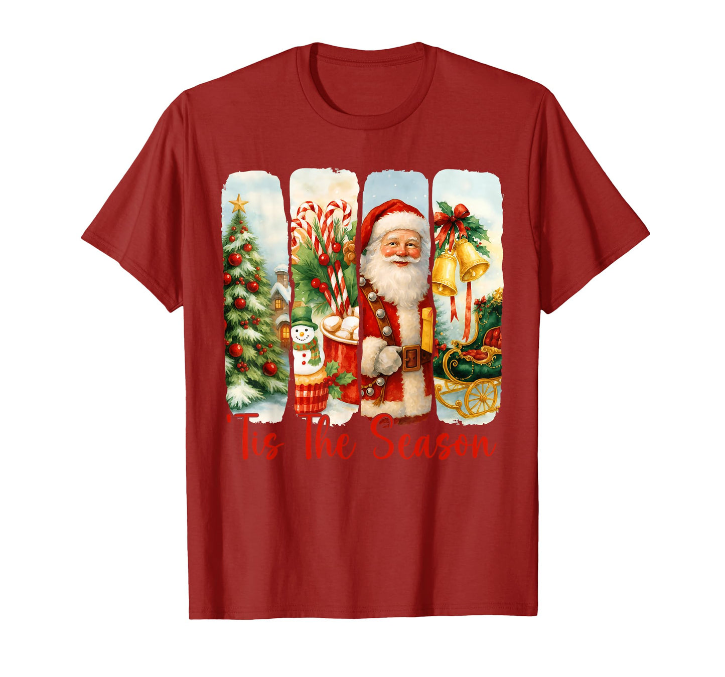 Tis The Season Christmas Tree Santa Claus Holiday Women Kids T-Shirt