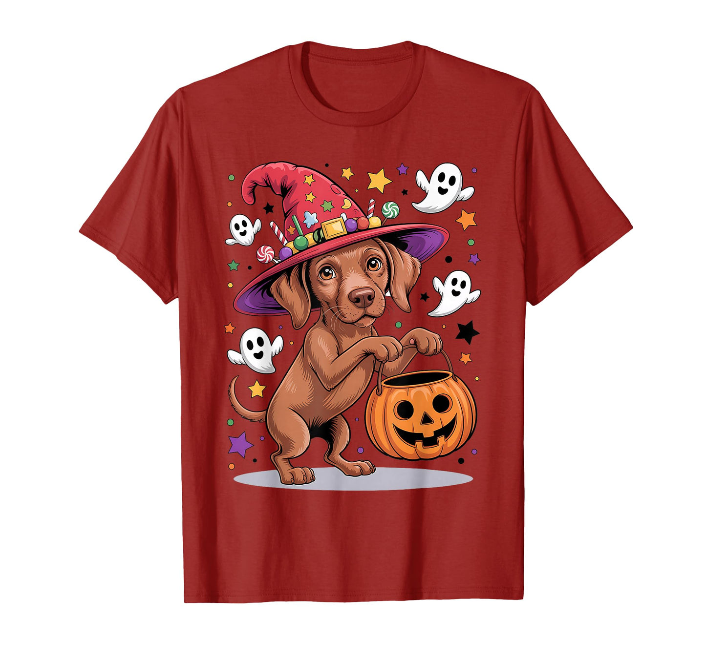 Vizsla Dog Pumpkin Ghost Candy Witch Halloween Costume T-Shirt