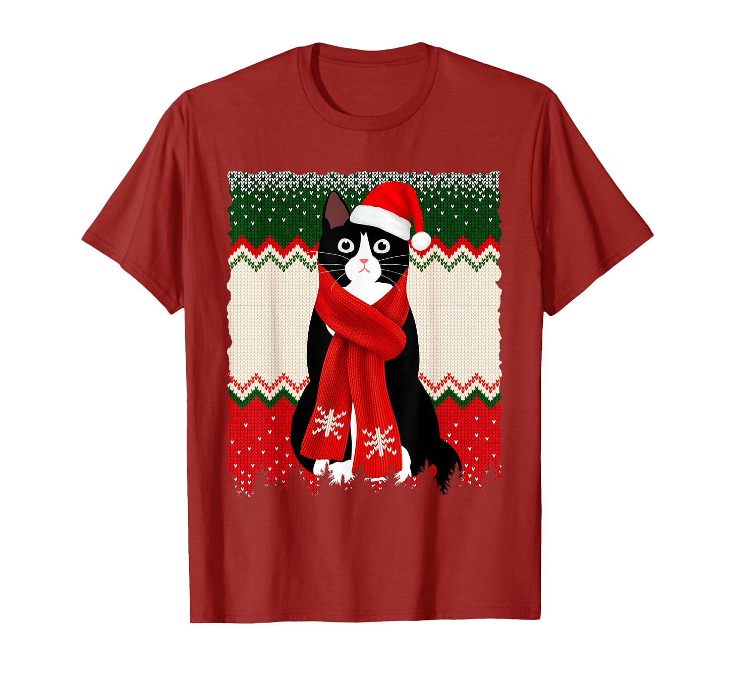 Black Cat Christmas Santa Hat Meowy Cat Men Women Kids Funny T-Shirt
