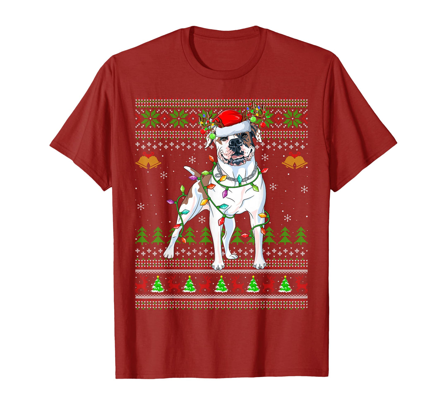 American Bulldog Ugly Christmas Sweaters Holiday Santa Xmas T-Shirt