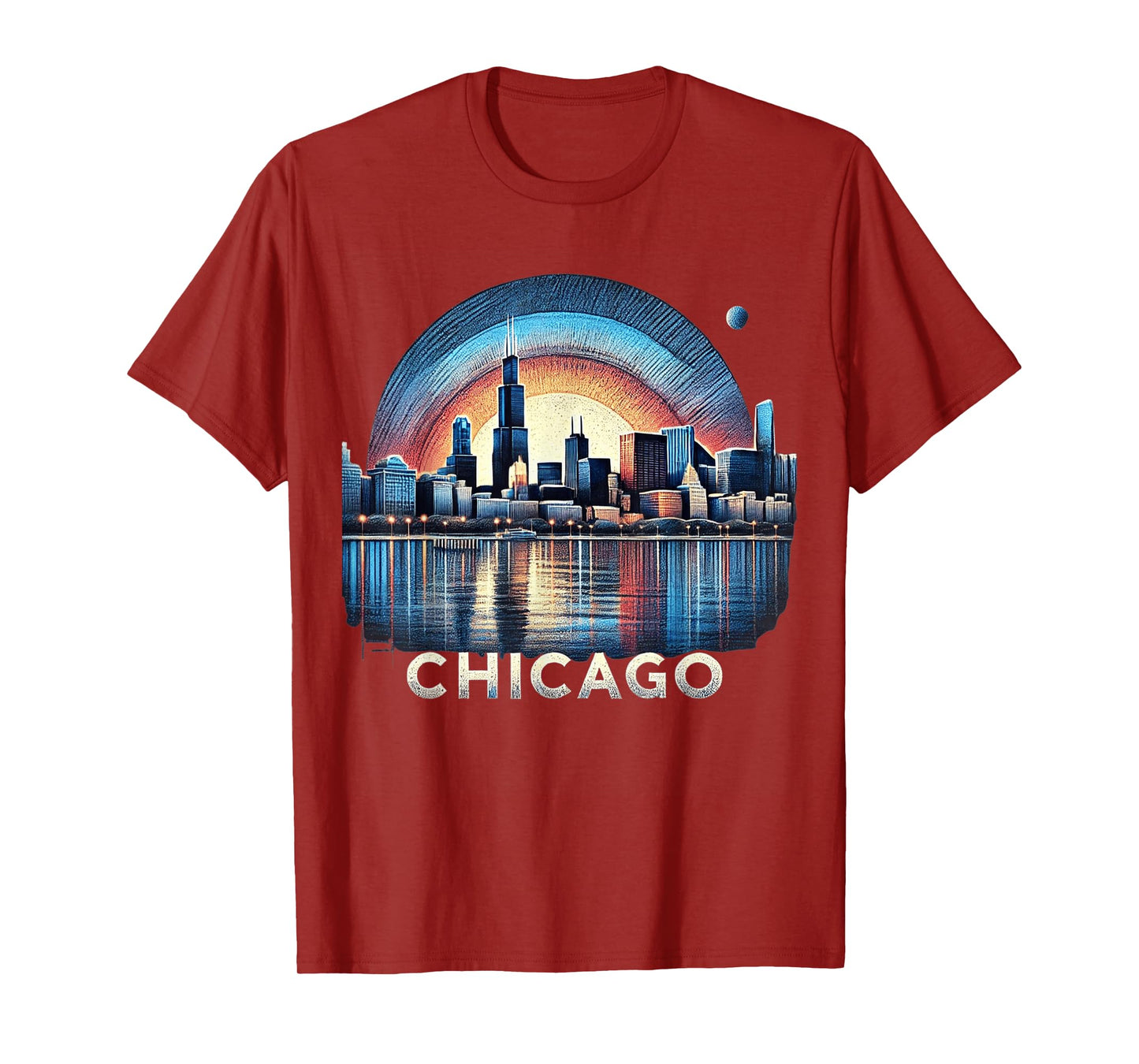 Vintage Chicago Illinois City Skyline Shirt Men Women Retro T-Shirt