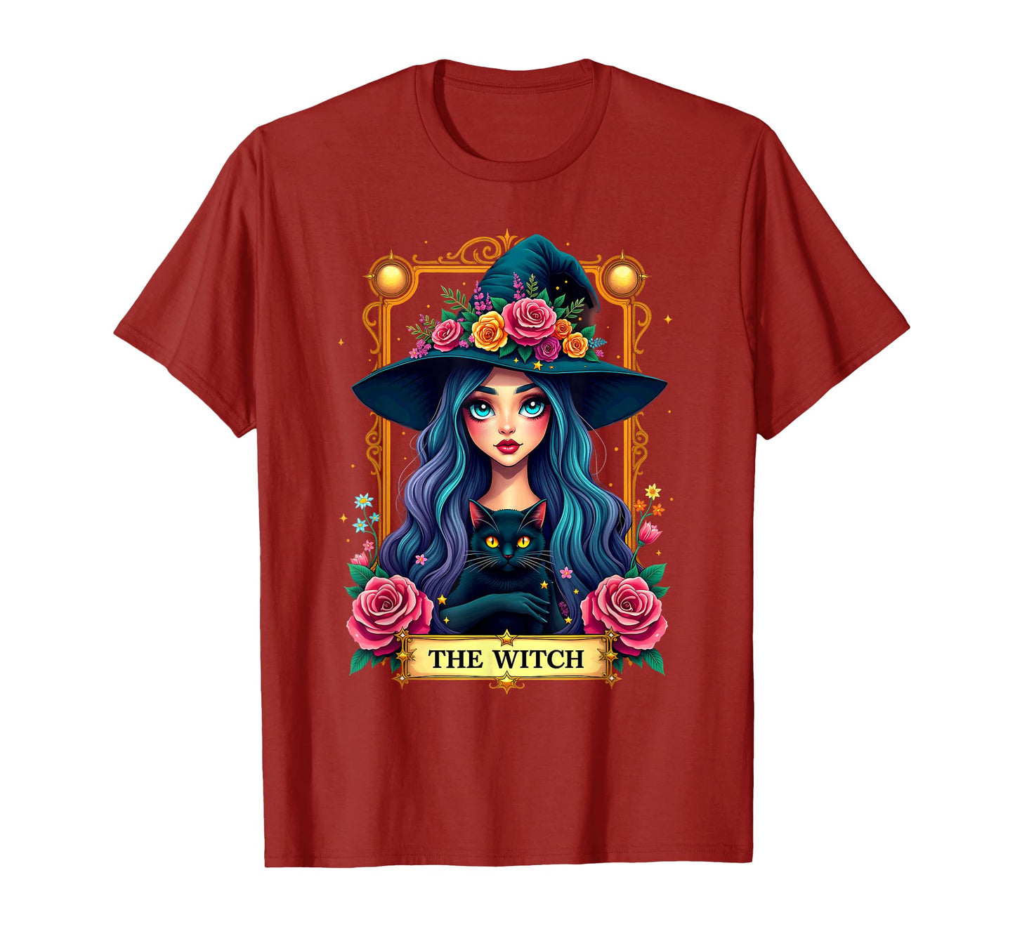 Gothic Tarot Card The Witch with Black Cat T-Shirt