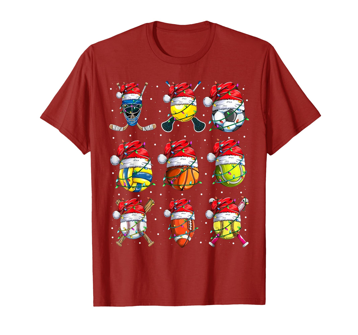 Santa Sports Design For Men Boys Christmas Sport Ball Player T-Shirt