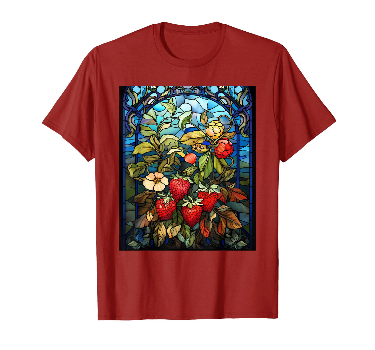 Stained Glass Style Strawberry T-Shirt