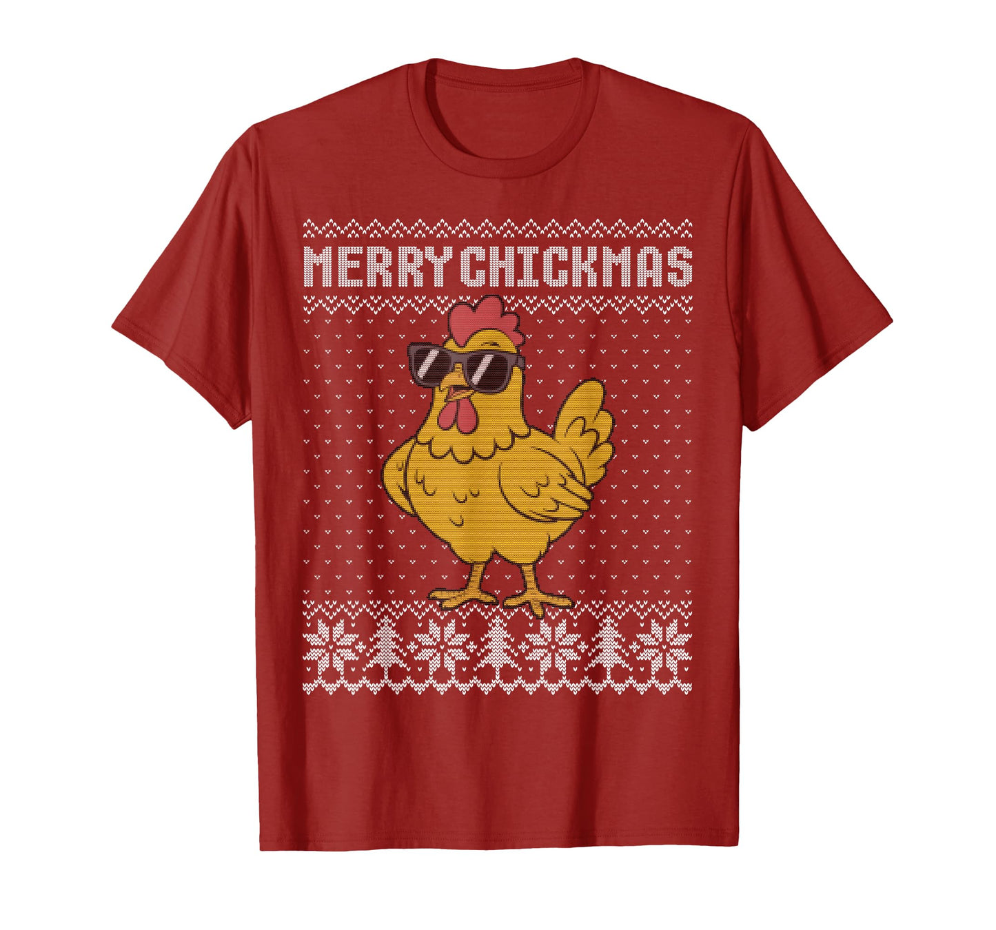 Merry Chickmas, Christmas Chicken Pun, Ugly Chicken Sweater T-Shirt