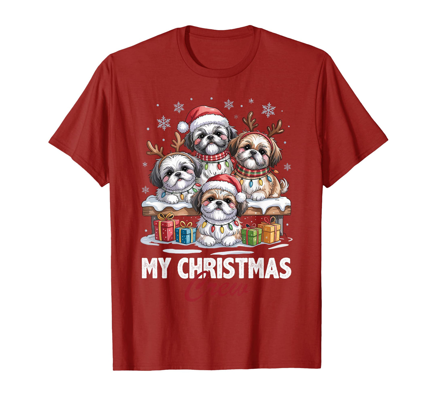 Shih Tzu Christmas Crew Funny Dog Lovers Holiday Pajama T-Shirt