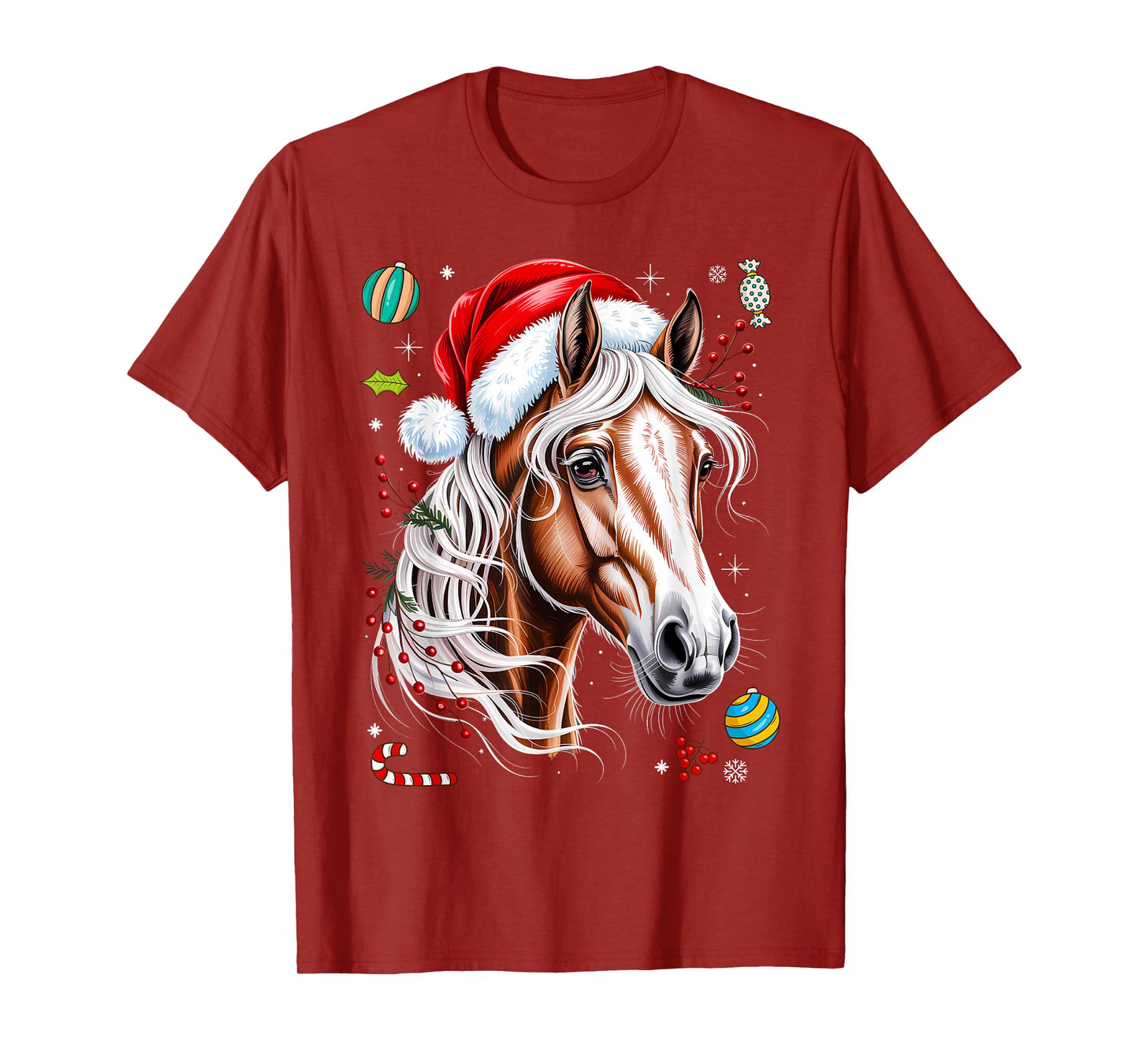 Horse Santa Christmas Cute Riding Equestrian Lover X-Mas T-Shirt