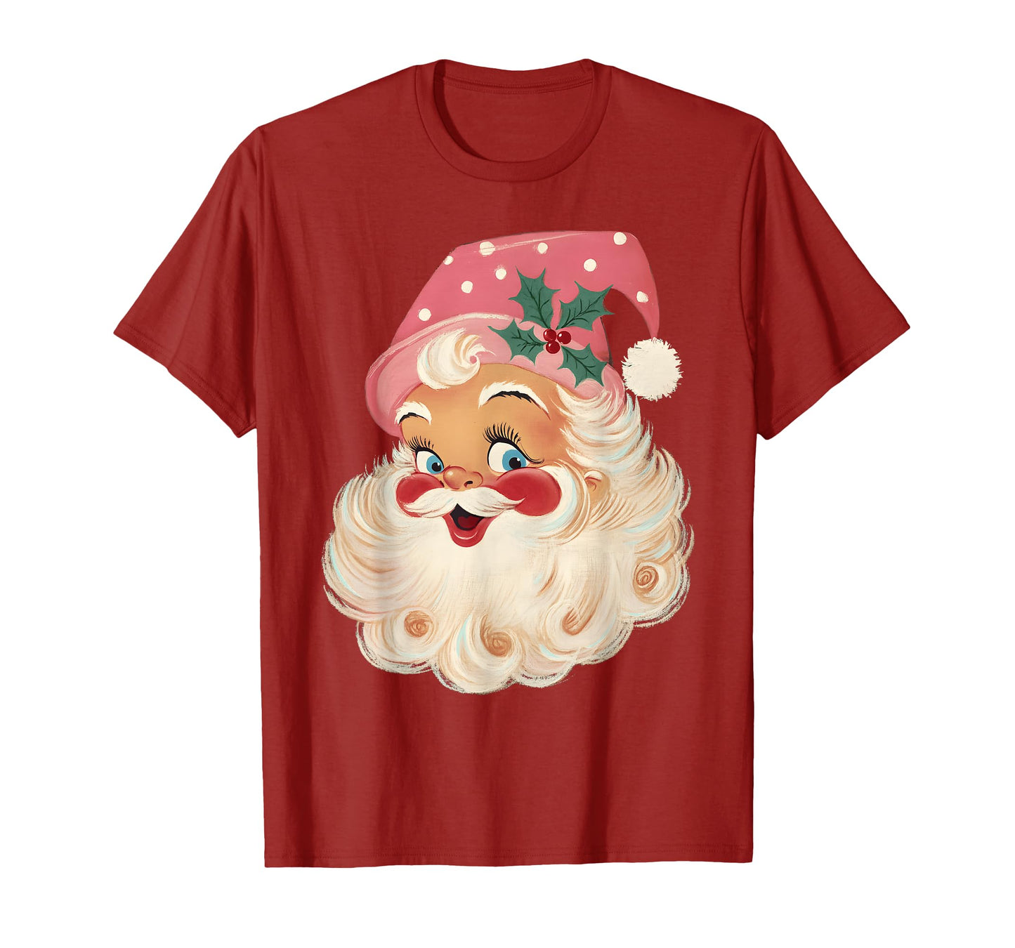 Vintage Retro Pink Santa Claus Christmas Xmas Men Women Kid T-Shirt