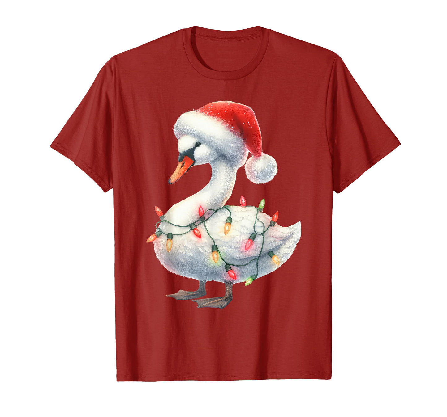 Goose Christmas Lights Funny Santa Hat Merry Xmas T-Shirt