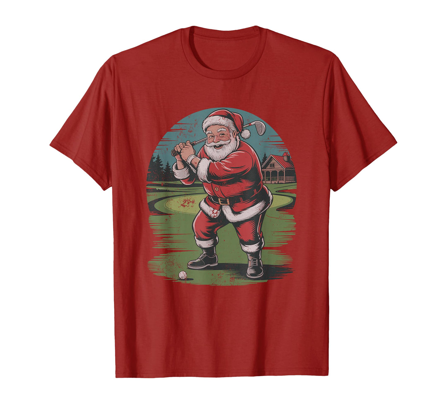 Santa Playing Golf Funny Retro Vintage 90s Christmas Holiday T-Shirt