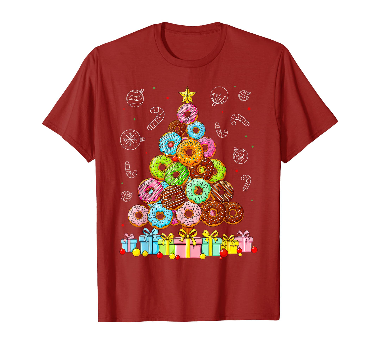 Lover Xmas Santa Hat Donuts Christmas Tree T-Shirt
