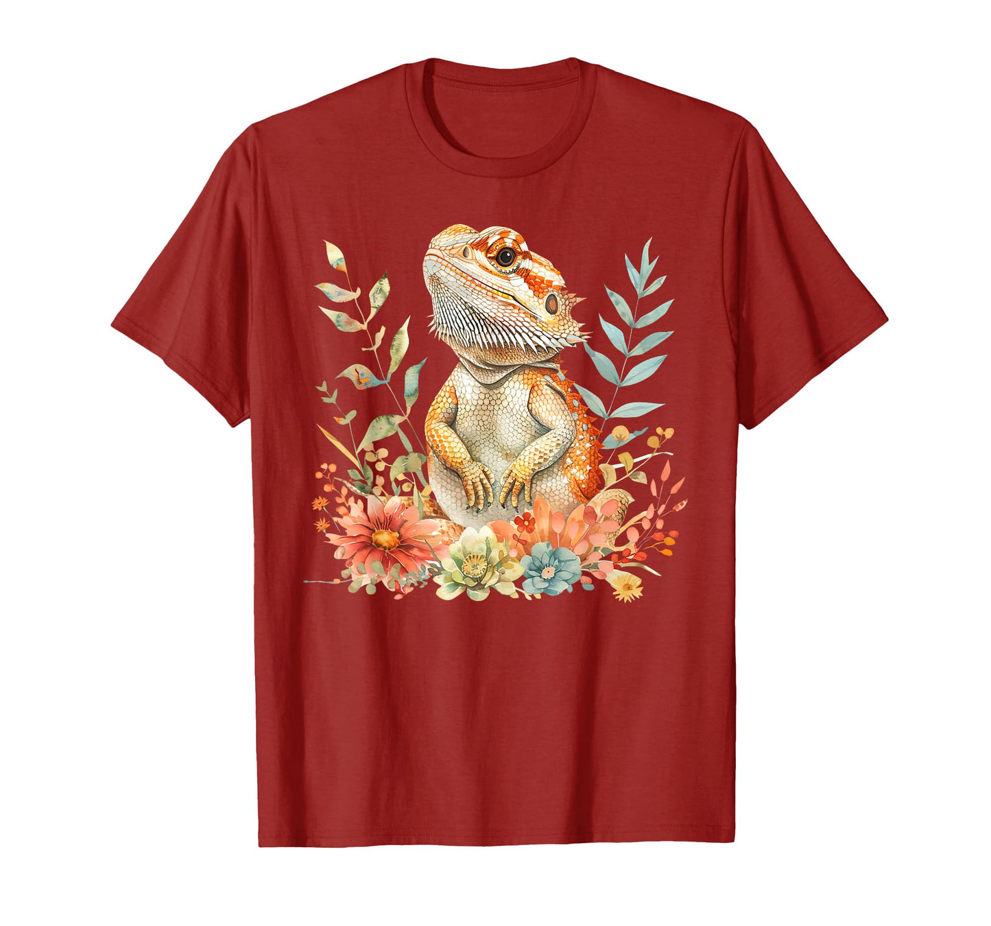 Vintage Bearded Dragon Floral Nature Lizard Reptile Lover T-Shirt