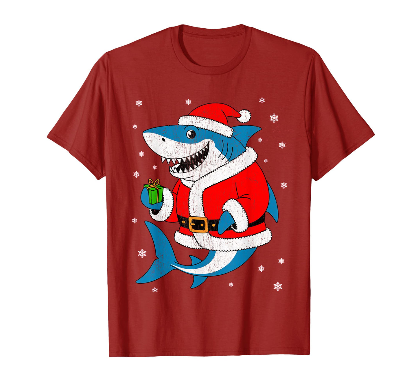 Funny Shark Santa Hat Christmas T-Shirt