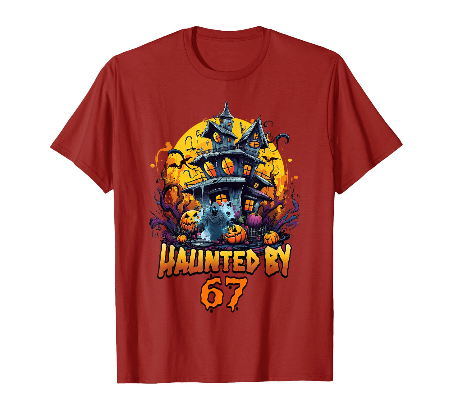Haunted by 67, Alpha Z Halloween 6 7 Six Seven Ghost Graphic T-Shirt