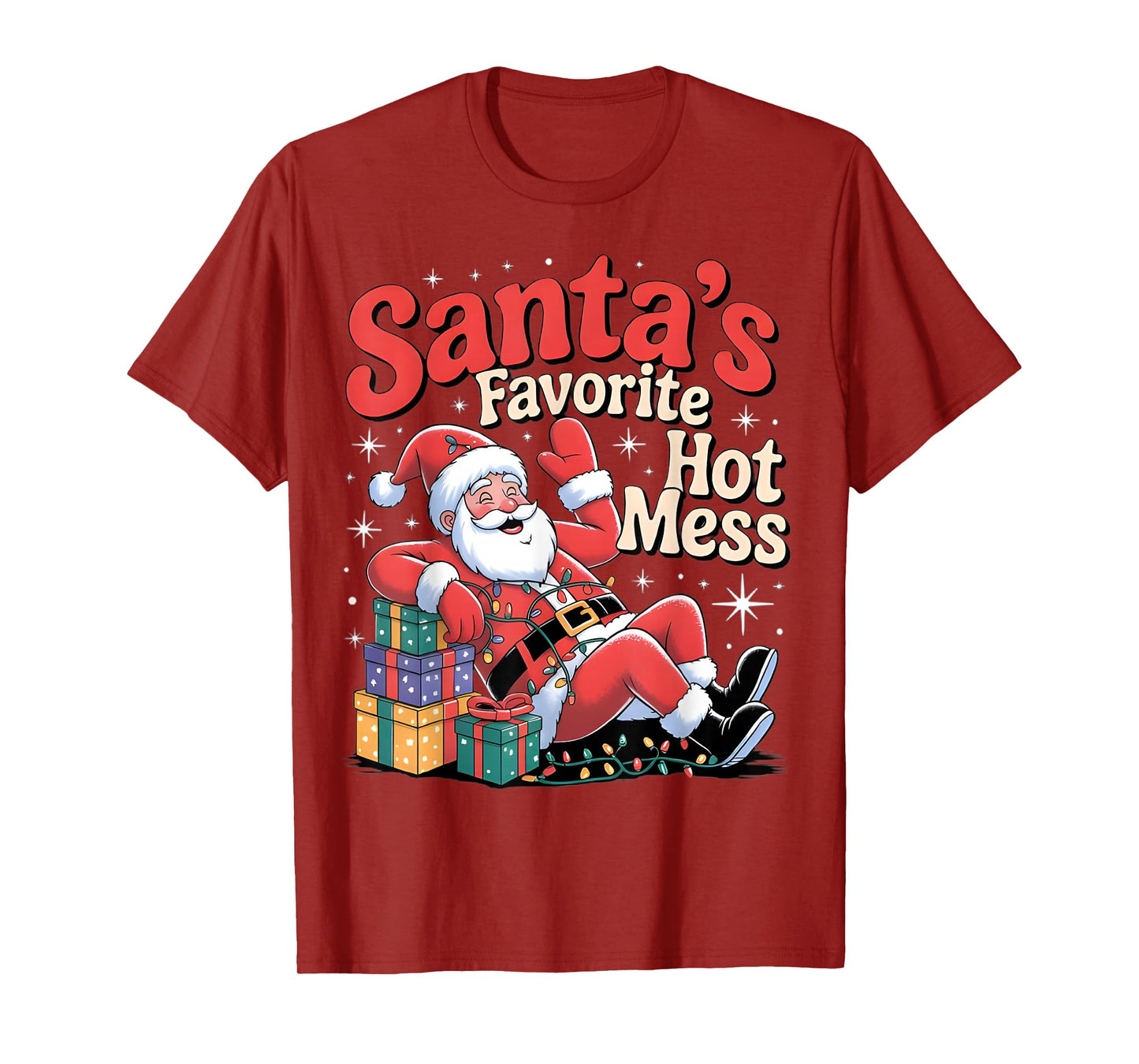 Santa's Favorite Hot Mess Christmas Funny Margarita T-Shirt