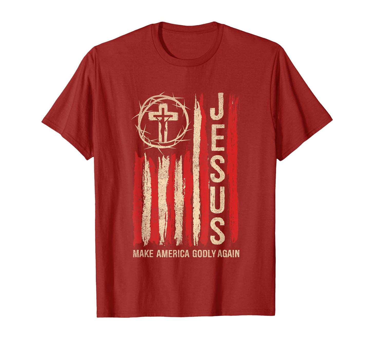 Jesus Make America Godly Again Patriotic Christian USA Flag T-Shirt