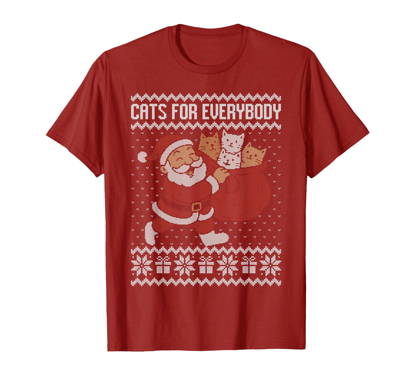 Cats for Everybody Christmas Ugly Sweater Santa Claus T-Shirt