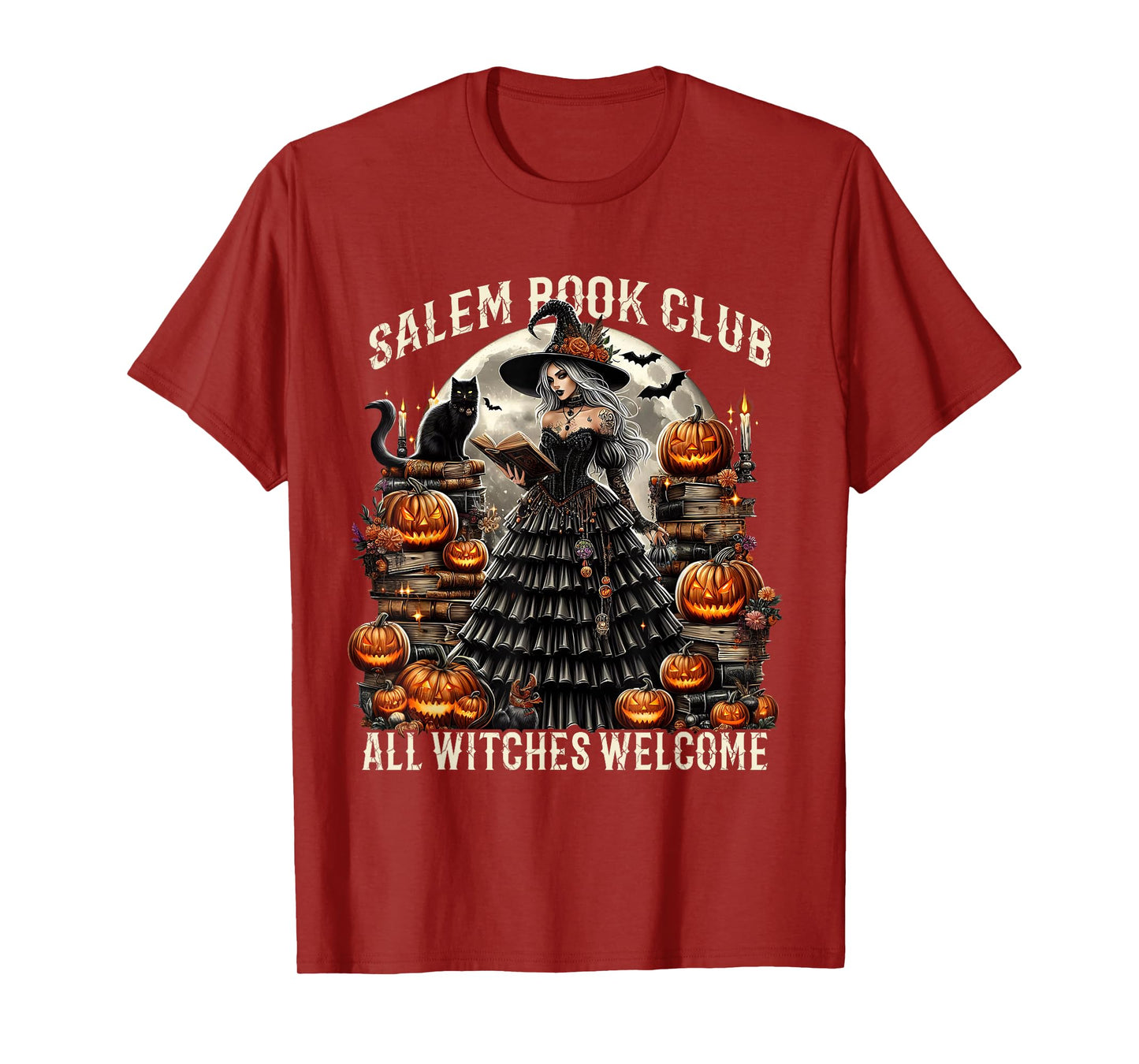 Salem Book Club Gothic Witch Vintage Halloween Art T-Shirt
