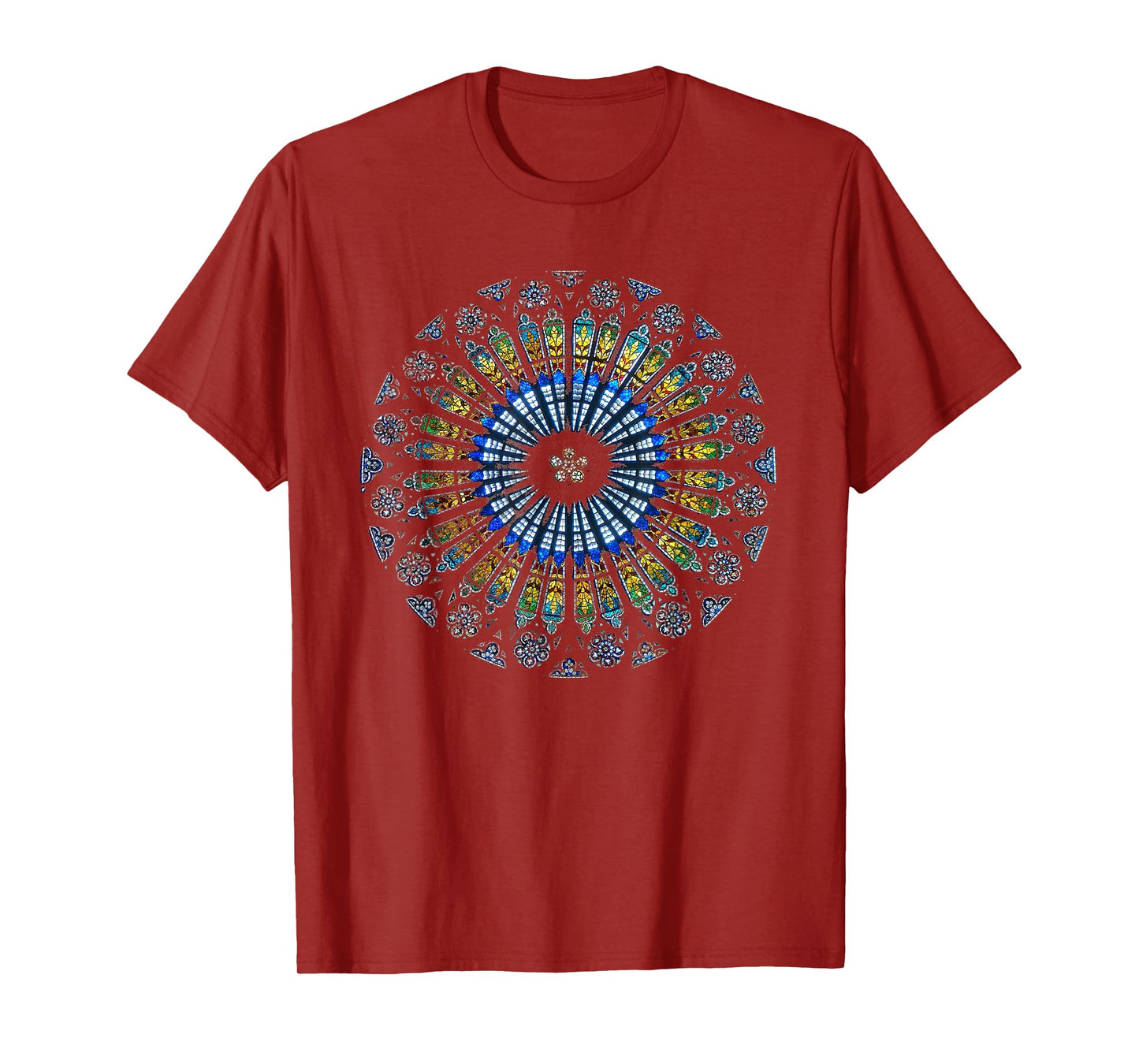 Strasbourg Cathedral France Mandala Stained Glass Window Art T-Shirt