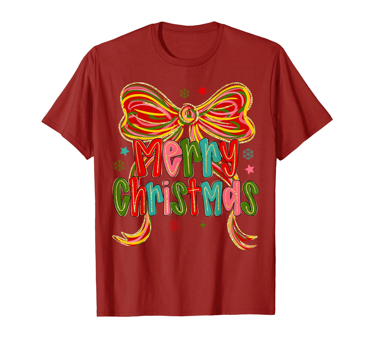 Merry Christmas Coquette Bow Christmas Women Girls Pajamas T-Shirt