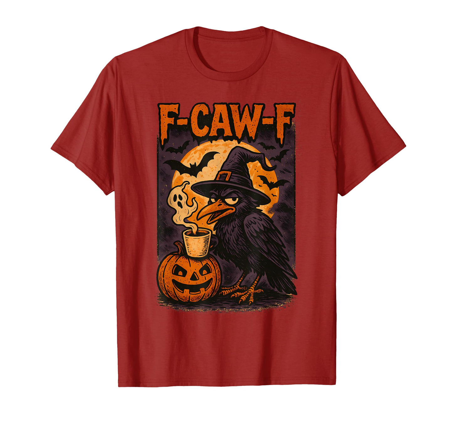 F caw F Women F-Caw-F Crow Funny Halloween Raven Coffee Lazy T-Shirt