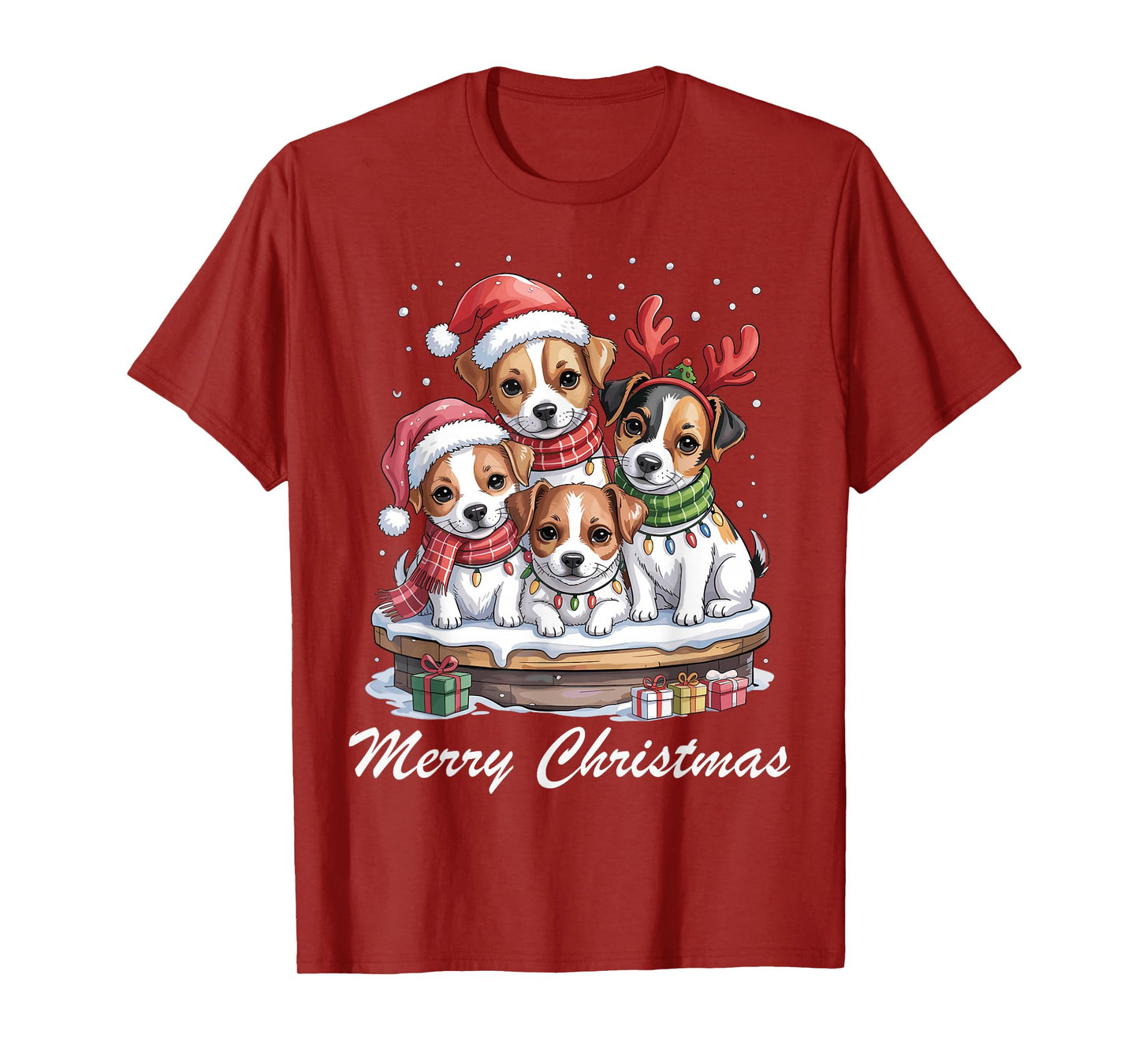 Jack Russell Merry Christmas Funny Dog Lovers Holiday Pajama T-Shirt