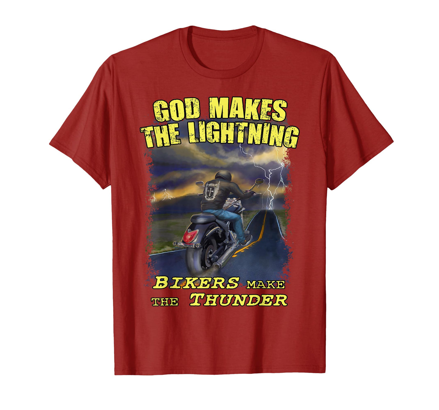 God Lightning Christian Biker Shirt Motorcycle Jesus Design T-Shirt