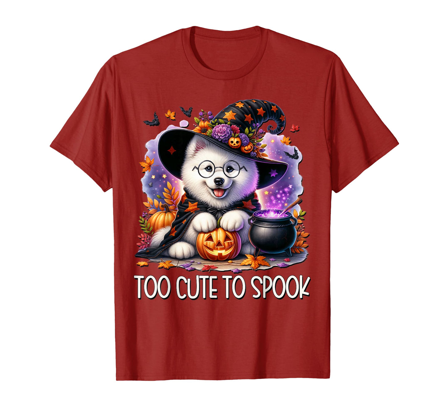 Halloween Samoyed Puppy is Too Cute to Spook for Witch T-Shirt