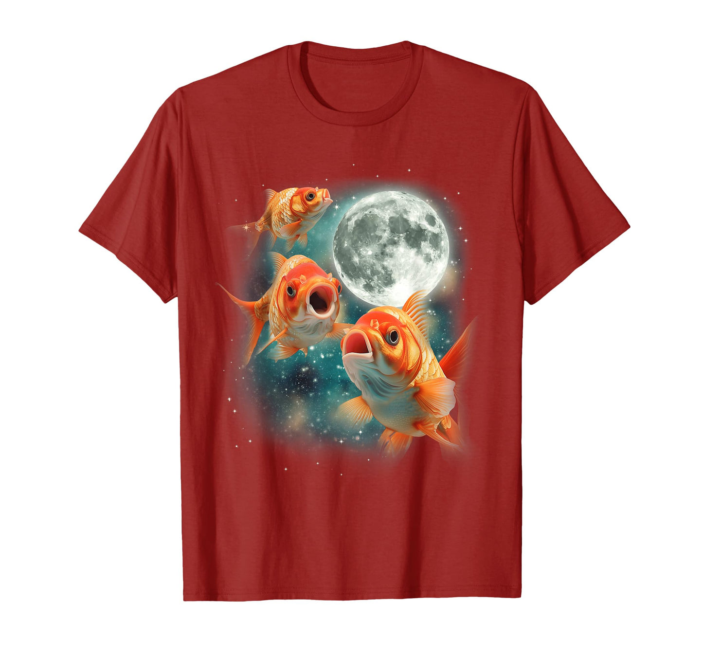 Three Goldfish Moon | 3 Fish Moon Unique Goldfish Parody T-Shirt